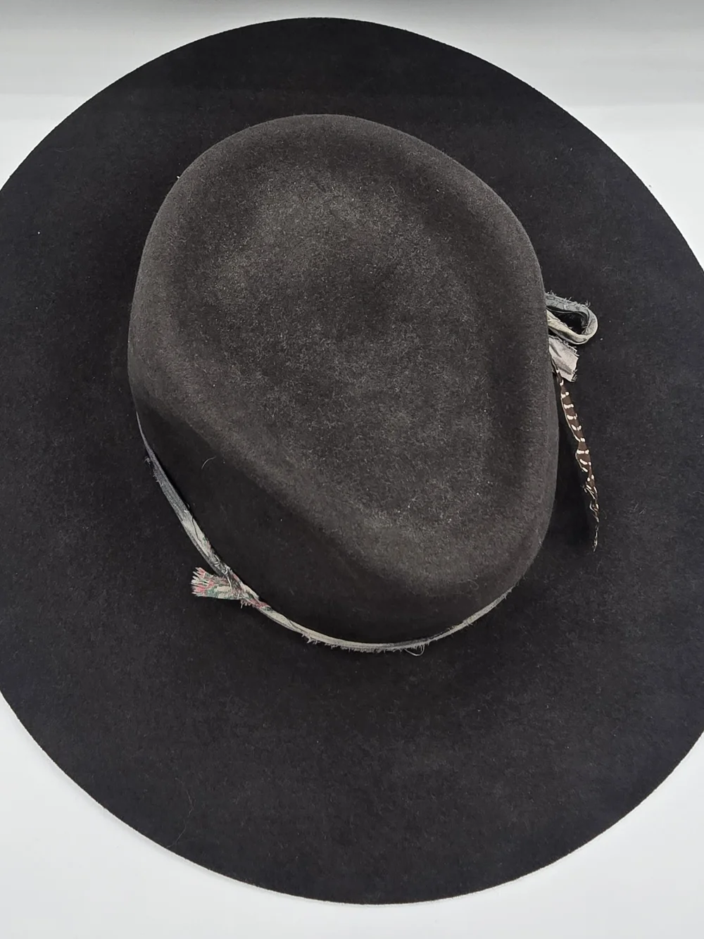 Lovely Bird Malibu Wool Felt Rancher Hat Black Cowgirl Feather Trim Boho Western
